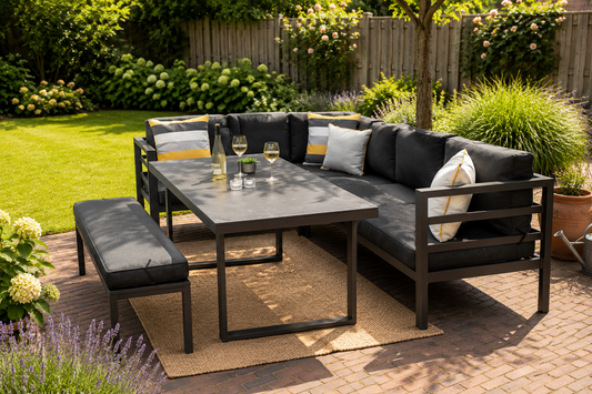 Luxe Loungeset – Antraciet & Houtlook