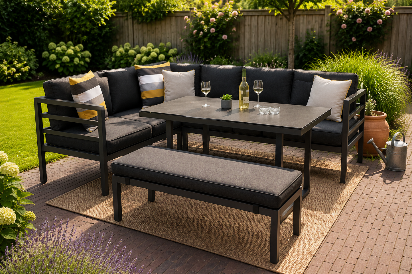 Luxe Loungeset – Antraciet & Houtlook