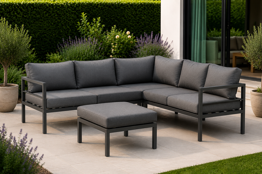Luxe Aluminium Hoek Loungeset met Tafel – Modern Antraciet