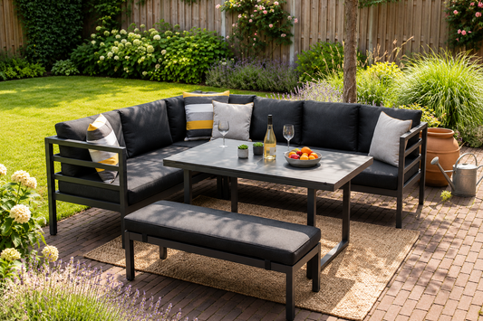 Luxe Loungeset – Antraciet & Houtlook